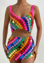 Women Sexy Multi-Color Sequined Two-Piece Set