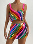 Women Sexy Multi-Color Sequined Two-Piece Set