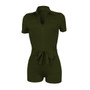 Women Summer Solid Pocket Jumpsuit with Belt