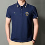 Men's Short Sleeve Business T-Shirts Turndown Collar Embroidered Tops Polo Shirts Casual Shirt