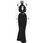 Summer Dress Sexy Fashion Patchwork Halter Neck Lace-Up Low Back Maxi Dress