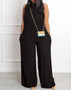 Women Solid Wide Leg Sleeveless Jumpsuit