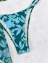 Women Leaf Print Sexy Three-Piece Swimsuit