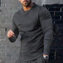 Men's Long Sleeve Round Neck Solid Color Top Basic T-Shirt