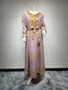 Eid Al-Adha Arab Dubai Embroidery Applique Dress Muslim Party Dinner Robe