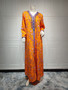 Abaya Muslim Fashion Print Beaded Dress Dubai Jalabiya For Women