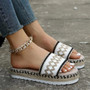 Women's Ethnic Plus Size Platform Peep-Toe Rope Candy Slippers