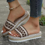 Women's Ethnic Plus Size Platform Peep-Toe Rope Candy Slippers