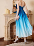 Summer Sexy Elegant Ombre Strapless Fitted Evening Gown with Bow