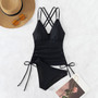 Solid Color Straps Sexy Bikini Swimwear Two Pieces Swimsuit