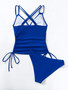 Solid Color Straps Sexy Bikini Swimwear Two Pieces Swimsuit