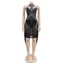 Women Solid mesh Beaded Dress