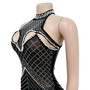 Women Solid mesh Beaded Dress