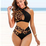 Plus Size Women Halter Neck Crossover Bikini swimwear Two Pieces