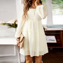 Women Elegant Long Sleeve Square Neck Dress