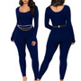 Sexy Fashion Solid Color U-Neck Tight Fitting Ladies Jumpsuit