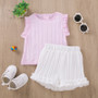 Summer Baby Girl Ruffle Flying Sleeve T-Shirt Shorts Set Trendy Cute Sleeveless Top 2-Piece Set