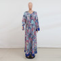 Arabian Muslim Fashion Print Dress Robe