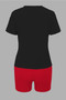 Summer Ladies Print Casual Short Sleeve Two Piece T-Shirt Shorts Set