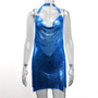 Women's Dress Metallic Sequin Halter Neck Sexy Slit Sweet Dress Party Dress