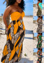 Women Sexy Off Shoulder Strapless Print Dress