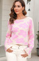 Autumn Women's Long-Sleeved Short Flower Knitting Shirt Pullover Sweater