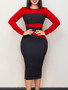 Ladies Fashion Chic Elegant Career COLorblock Bodycon Plus Size African Dress