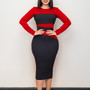 Ladies Fashion Chic Elegant Career COLorblock Bodycon Plus Size African Dress