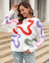 Autumn And Winter Fashion Round Neck Knitting Shirt Geometric Loose Pullover Sweater