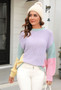 Autumn Winter Sweater Women's Fashion Knitting Round Neck Patchwork Fashion Pullover Sweater