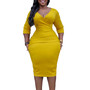 Women's V Neck Chic Bodycon OL Career Africa Plus Size Dress