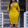 Women's V Neck Chic Bodycon OL Career Africa Plus Size Dress