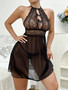 Black Lace Mesh See Through Chemise Lingerie