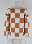 Plus Size Women knitting plaid sweater