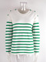 Women Button Striped Knitting Sweater