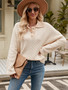 Women Striped Knitting Long Sleeve Color Block Turndown Collar Sweater