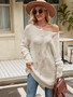 Women Solid Button Rope Knitting Oversized Sweater