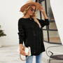 Women Solid Button Rope Knitting Oversized Sweater