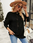 Women Solid Button Rope Knitting Oversized Sweater