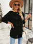 Women Solid Button Rope Knitting Oversized Sweater