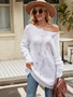 Women Solid Button Rope Knitting Oversized Sweater