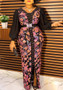 Plus Size Women African Formal Party Beaded Vintage Print Patchwork Dress