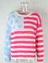 Plus Size Women Loose Stripe Knitting Long Sleeve Colorblock Round Neck Sweater