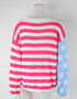 Plus Size Women Loose Stripe Knitting Long Sleeve Colorblock Round Neck Sweater