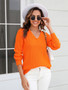 Women v-neck twist knittin sweater