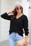 Women v-neck twist knittin sweater