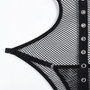 Black Cross Chest Patchwork Metal Circle Fishnet Hollow Sexy See-Through Sexy bodysuit lingerie