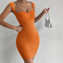 Spring Summer Women's Sexy Nightclub Sleeveless Knitting Bodycon Strap Dress