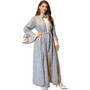 Evening Dress Muslim Ladies Ruffle Sleeve Dress Abaya Robe