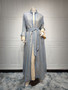 Evening Dress Muslim Ladies Ruffle Sleeve Dress Abaya Robe